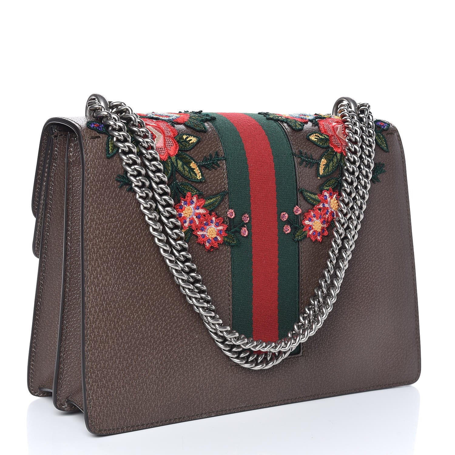 Gucci Calfskin Web Owl Embroidered Medium Dionysus Shoulder Bag New Acero Multicolor 3 of 9