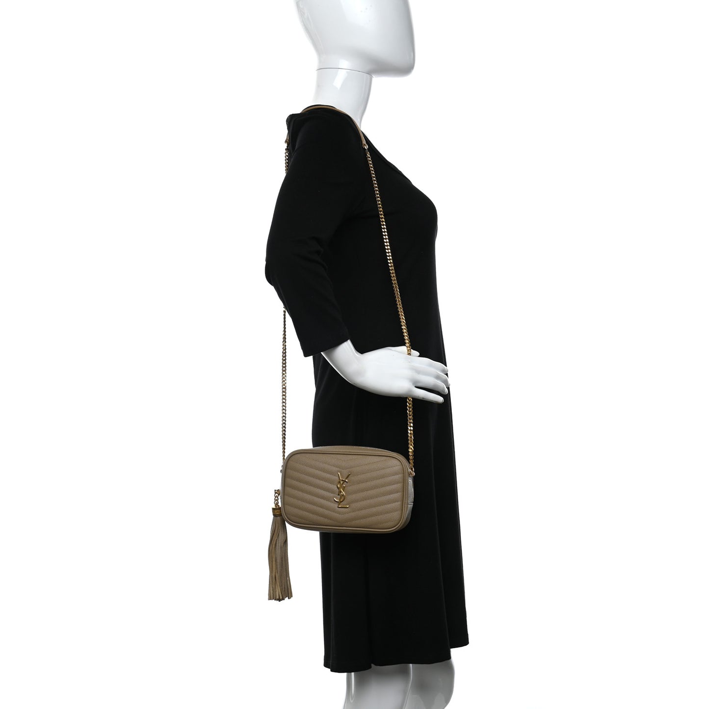 Grain De Poudre Matelasse Monogram Mini Lou Camera Bag Dark Beige