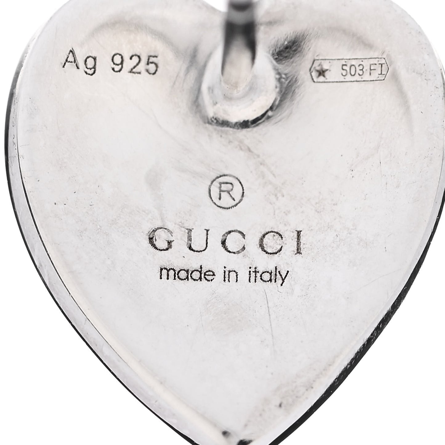 Sterling Silver Enamel Interlocking G Heart Stud Earrings Red