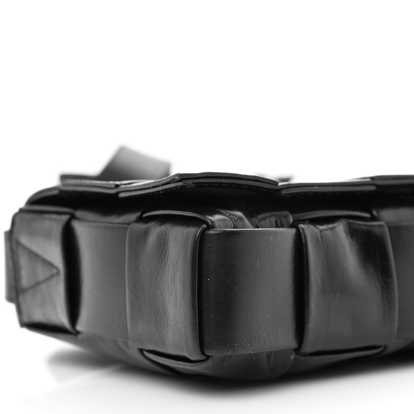 Paper Calfskin Maxi Intreccio Cassette Crossbody Bag Black
