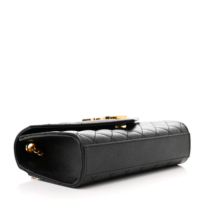 Saint Laurent Grain De Poudre Textured Mixed Matelasse Triquilt Small Monogram Satchel Black 4 of 10