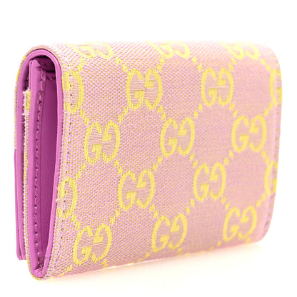 Gucci Moire Calfskin Monogram Bi-Fold Card Case Lilac Yellow 3 of 7