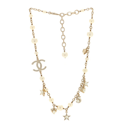 Chanel Crystal Pearl Star CC Short Necklace Silver 3 of 4