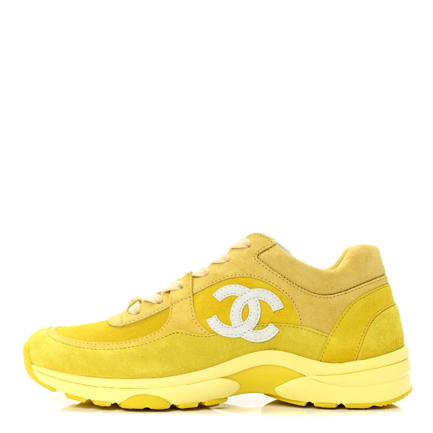 Fabric Calfskin Suede CC Sneakers 39 Yellow