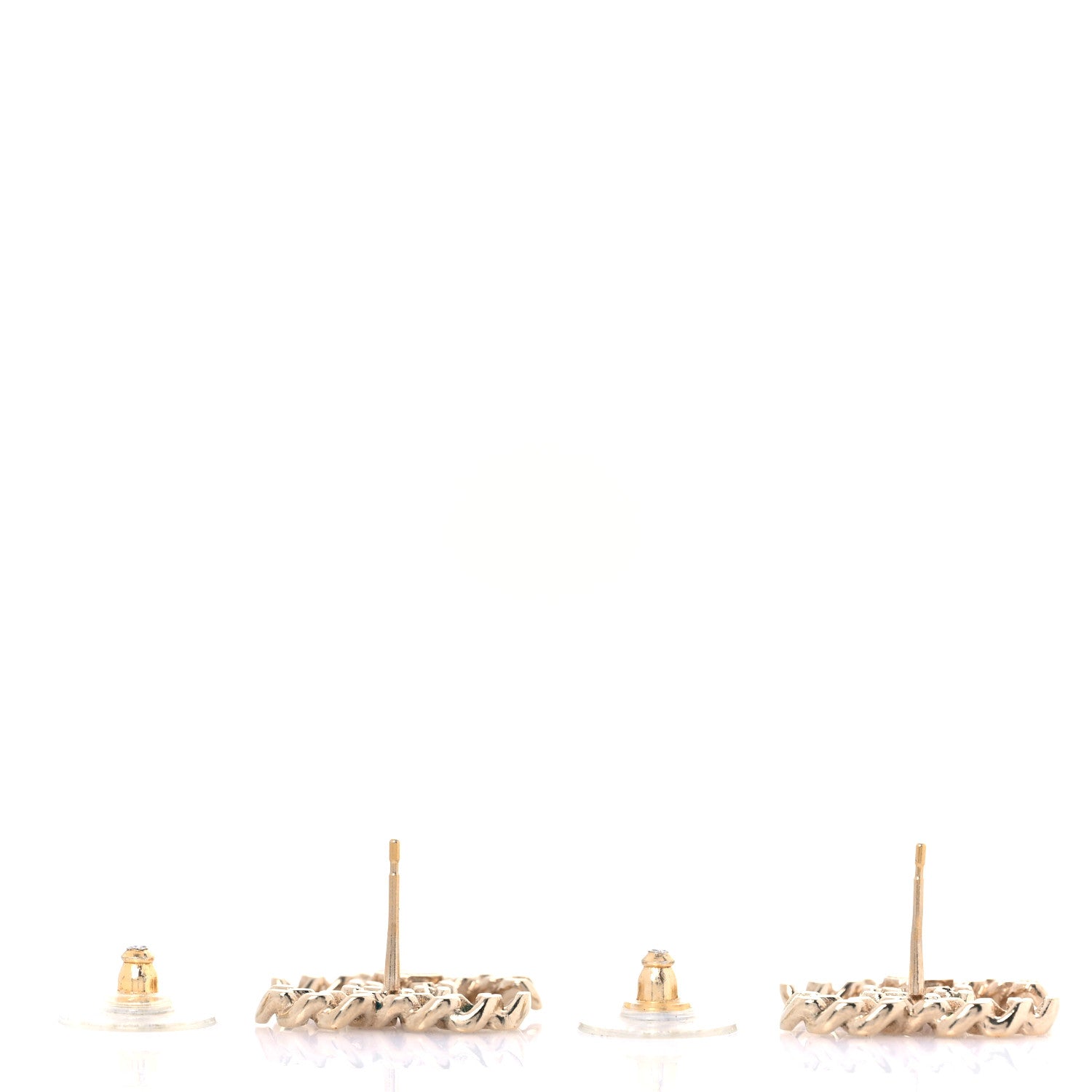 Chanel Metal Chain Link CC Earrings Gold 3 of 5