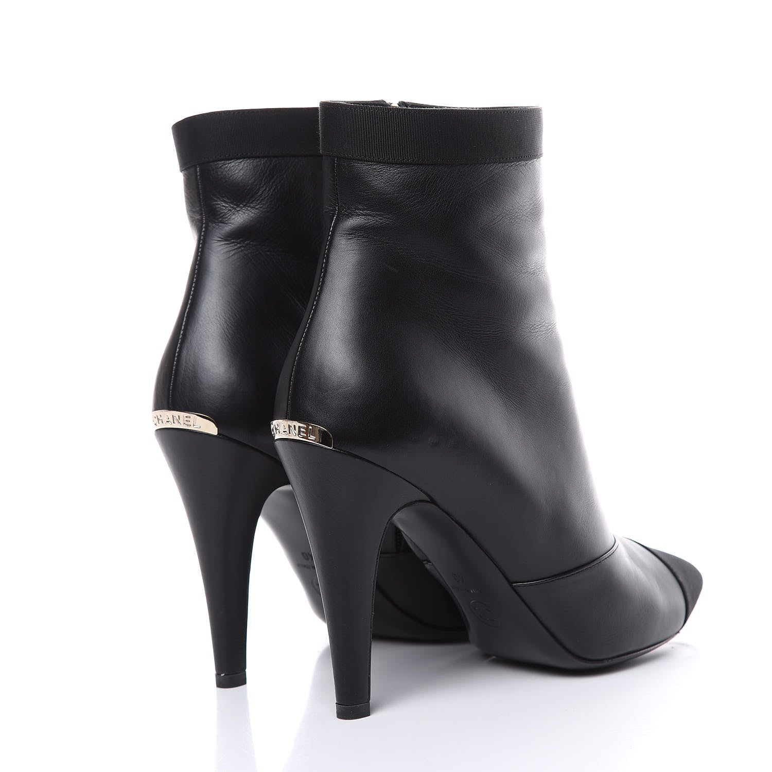 Chanel Lambskin Grosgrain Cap Toe Short Ankle Boots 40 Black 4 of 11