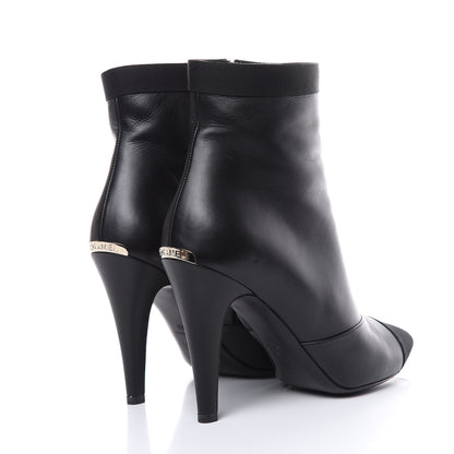 Chanel Lambskin Grosgrain Cap Toe Short Ankle Boots 40 Black 4 of 11