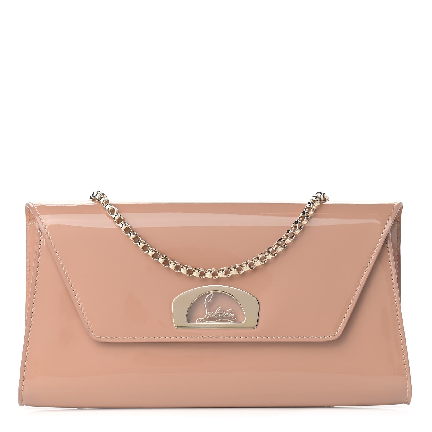 Christian Louboutin Patent Vero Dodat Clutch Nude 1 of 8