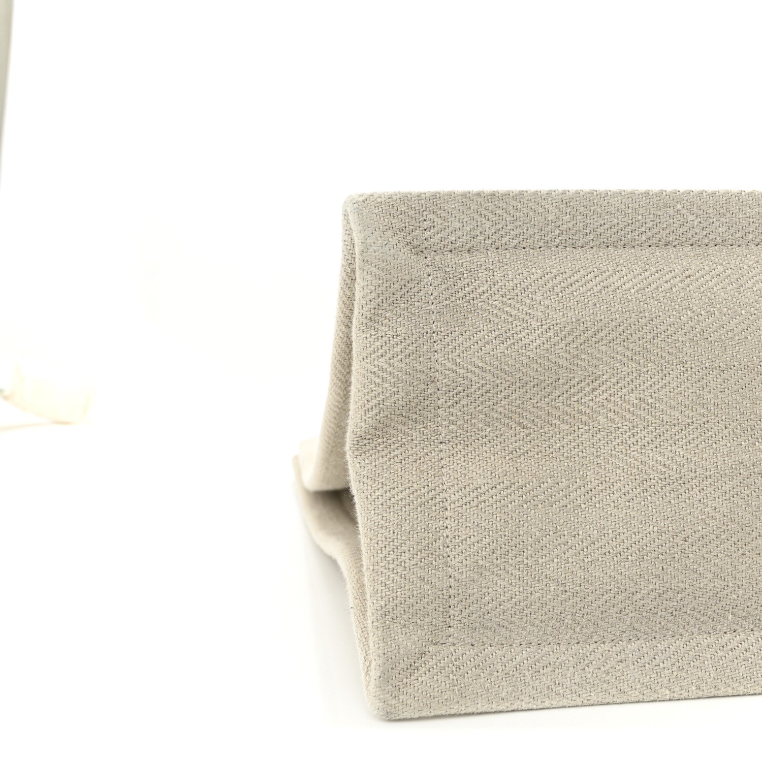 Saint Laurent Cotton Linen Rive Gauche Tote Light Shell 8 of 9