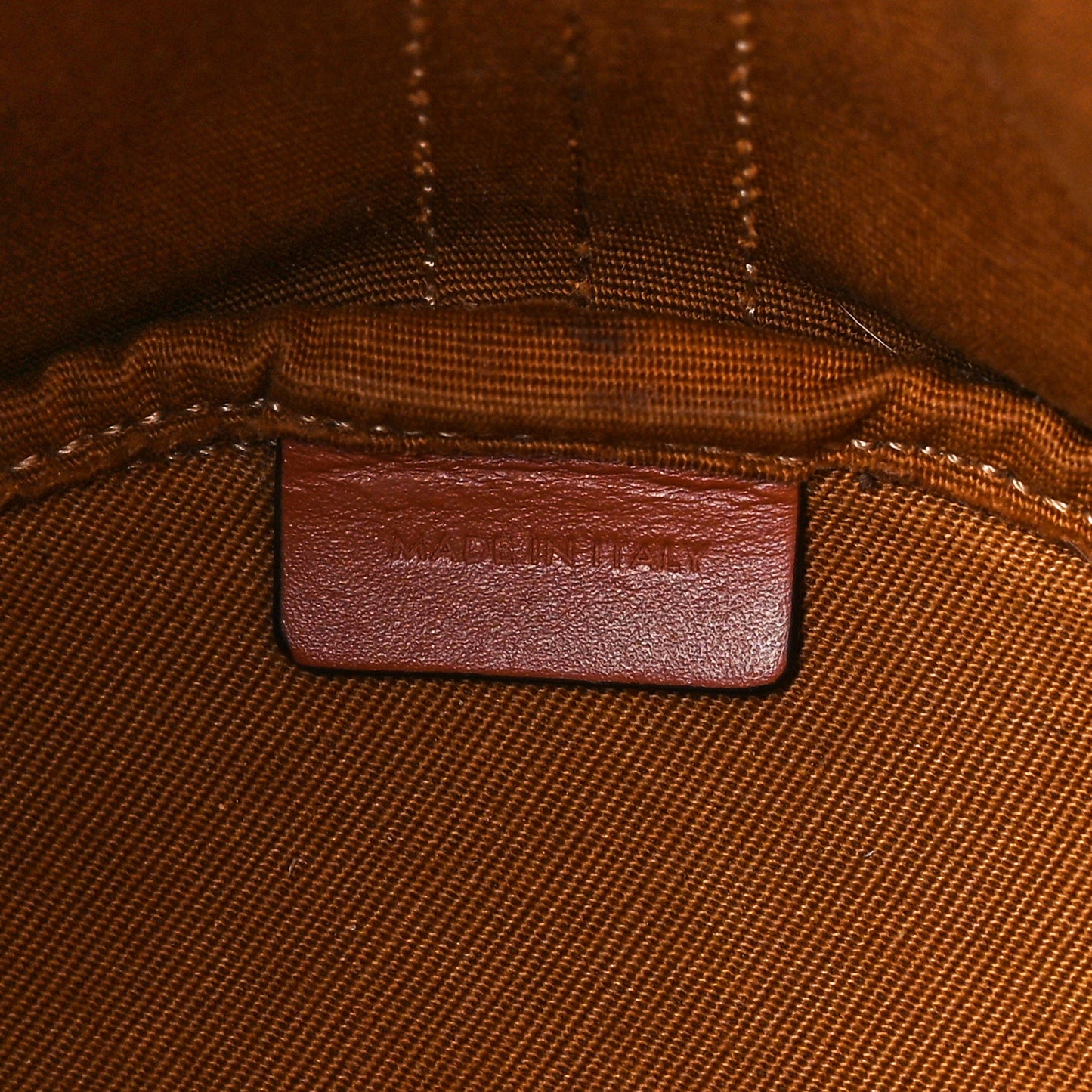 Triomphe Canvas Calfskin Small Drawstring Bucket Bag Tan