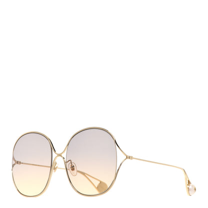 Gucci Round Pearl Tip Sunglasses GG0253S Gold 1 of 9