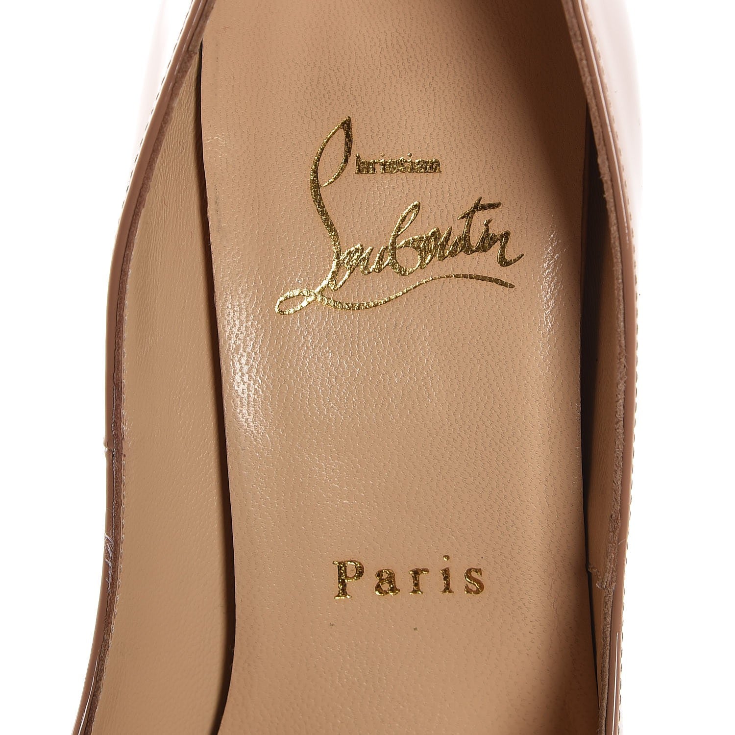Christian Louboutin Patent Lady Peep 150 Pumps 37.5 Nude 7 of 11