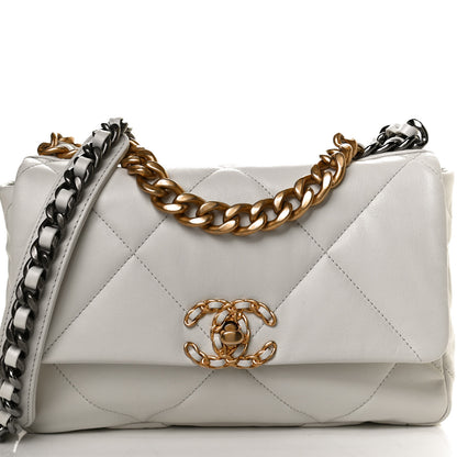 Chanel Goatskin Quilted Medium Chanel 19 Flap White 8 of 13