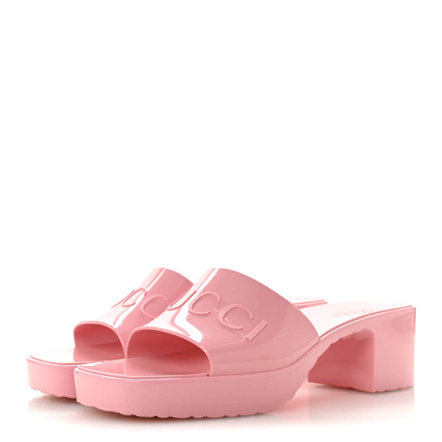 Rubber Gucci Logo Womens Platform 20/60mm Slide Sandals 40 Wild Rose