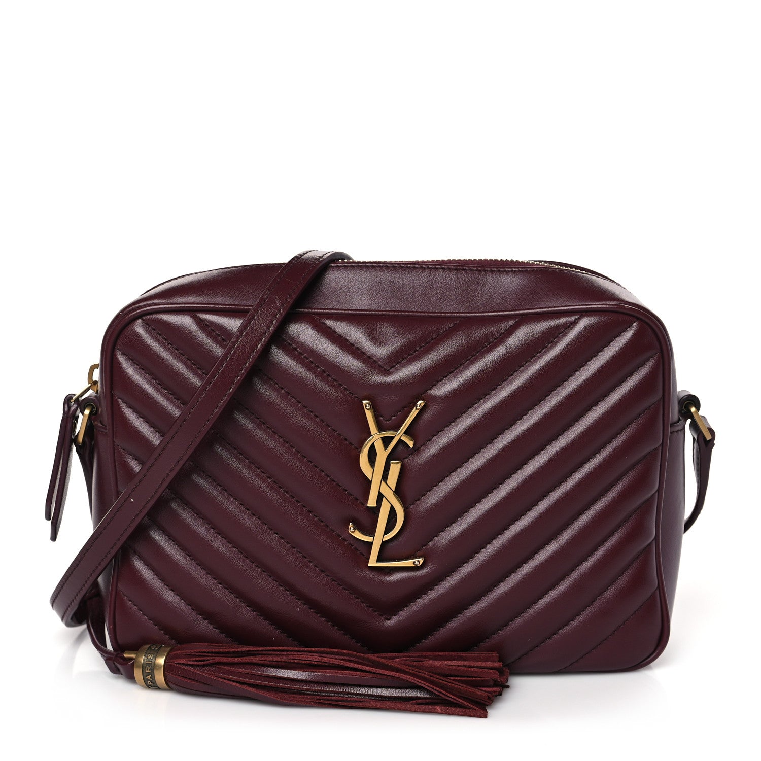 Saint Laurent Calfskin Matelasse Monogram Lou Camera Bag Dark Legion Red 1 of 9