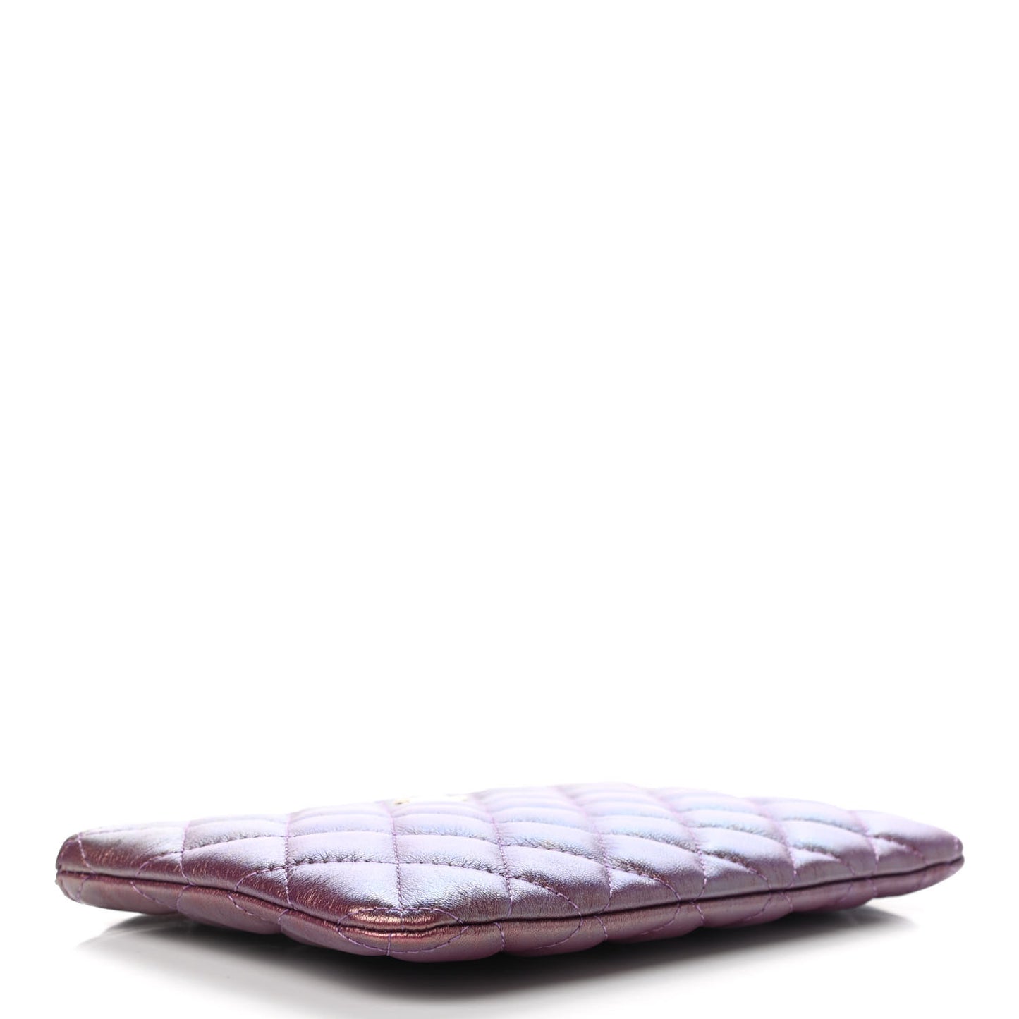 Iridescent Lambskin Quilted Cosmetic Case Purple