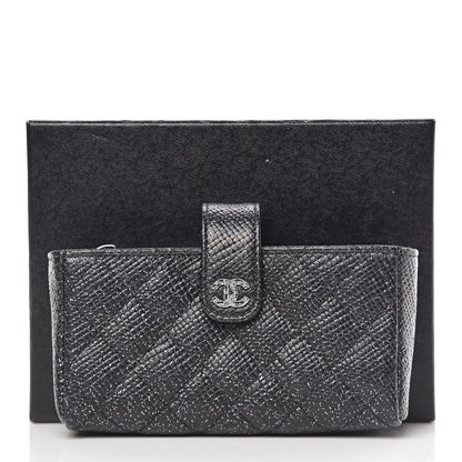 Chanel Glittered Calfskin Quilted Mini Phone Holder Clutch Black 8 of 8