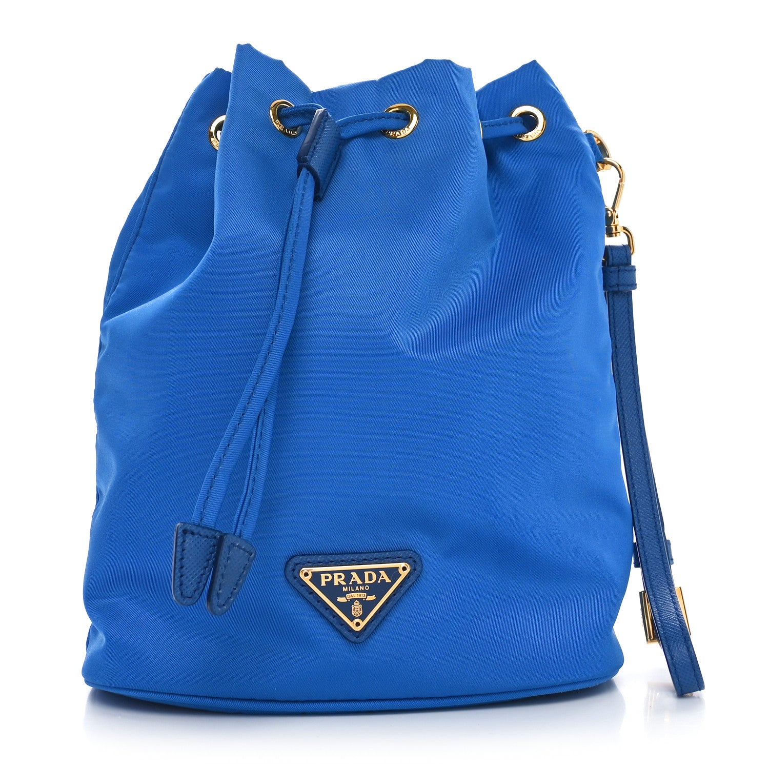 Prada Saffiano Tessuto Nylon Bucket Wristlet Bluette 1 of 9