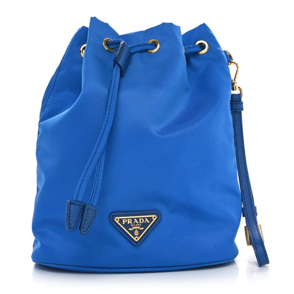 Prada Saffiano Tessuto Nylon Bucket Wristlet Bluette 1 of 9