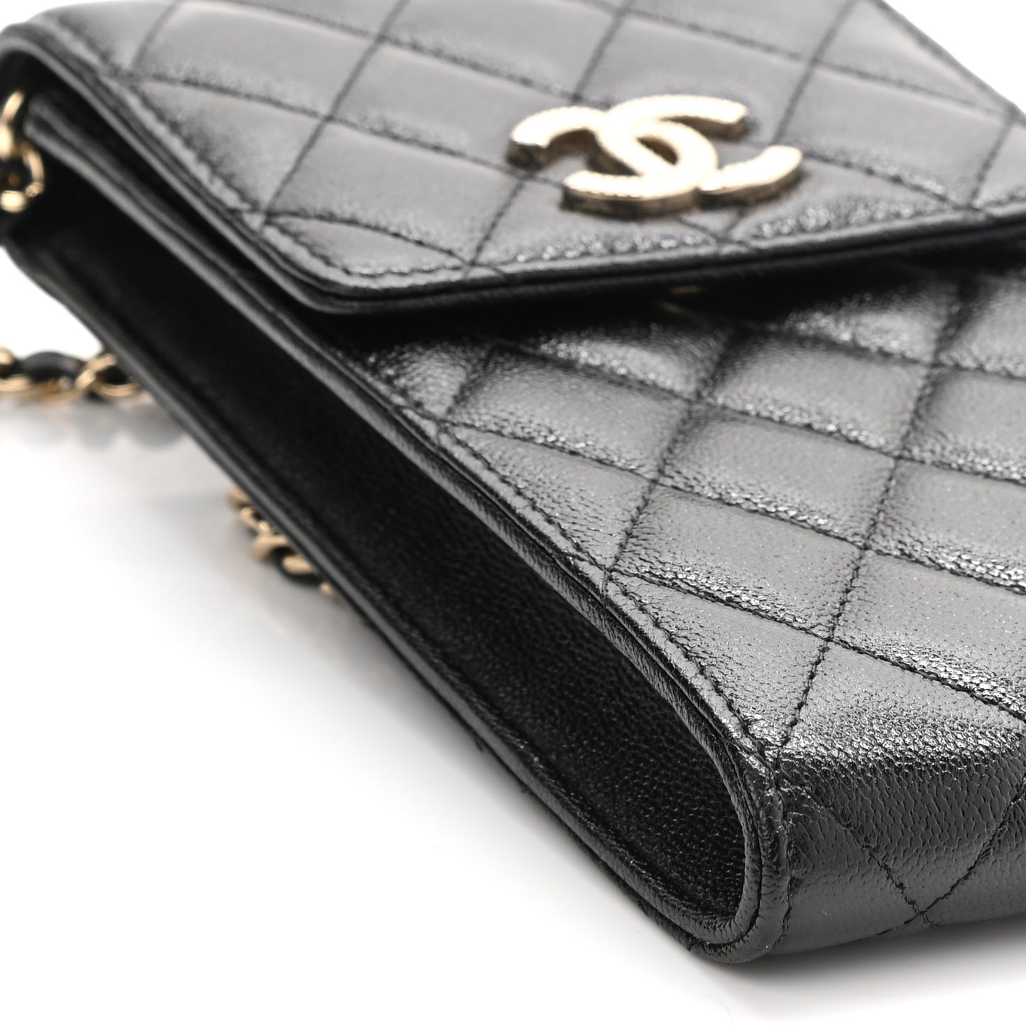 Caviar Quilted Classic Phone Holder Black