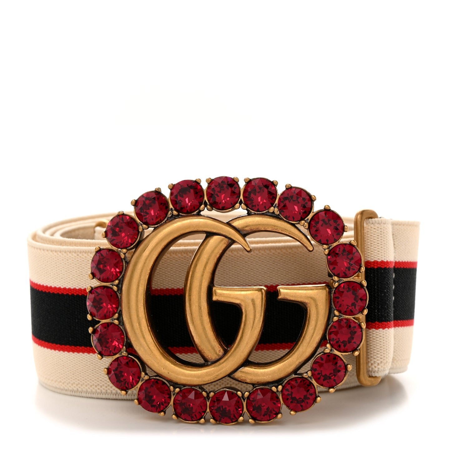 Jacquard Crystal Stripe Double G Belt 100 40 White