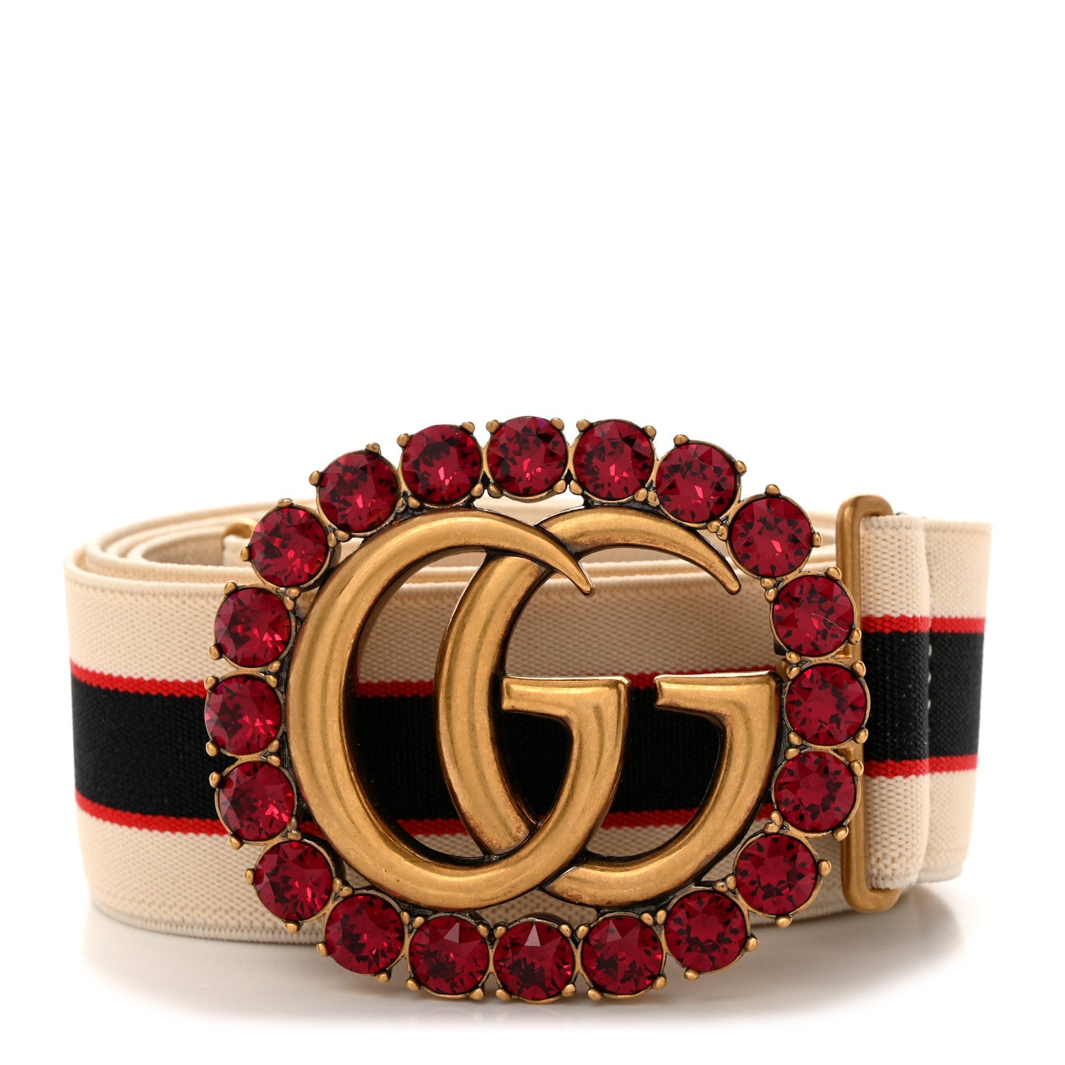 Gucci Jacquard Crystal Stripe Double G Belt 100 40 White 1 of 5