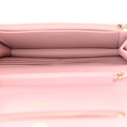 Chanel Caviar Quilted Studded CC Wallet on Chain WOC Light Pink 5 of 12