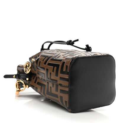 Fendi Vitello Liberty F is Fendi Bi-Color FF 1974 Embossed Mini Mon Tresor Bucket Bag Maya Black 4 of 10