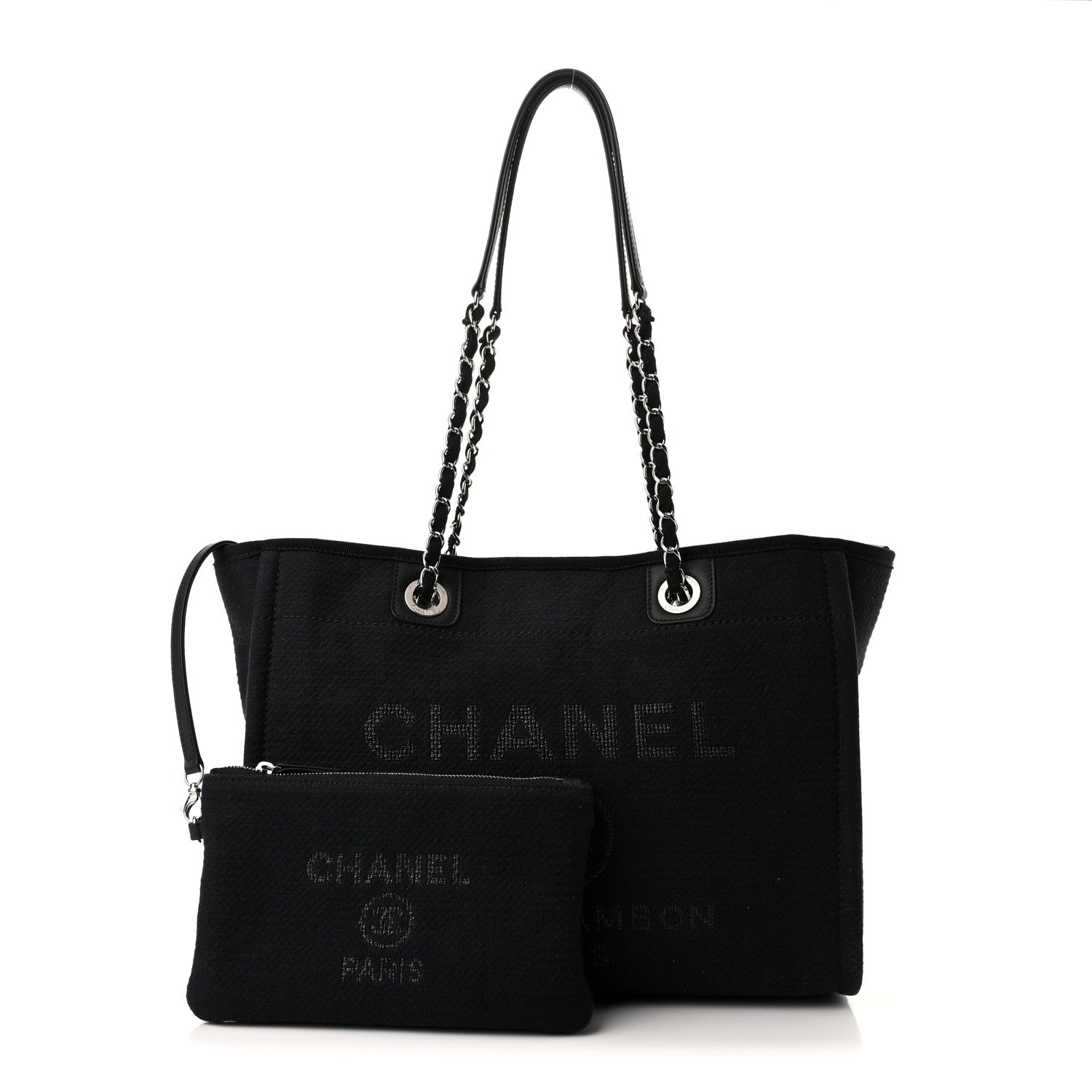 Chanel Canvas Small Deauville Tote Black 1 of 11