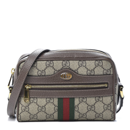 Gucci GG Supreme Monogram Web Mini Ophidia Shoulder Bag Brown 1 of 11