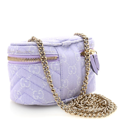 Gucci Denim GG Monogram Nano GG Marmont Vanity Bag Light Purple 3 of 11