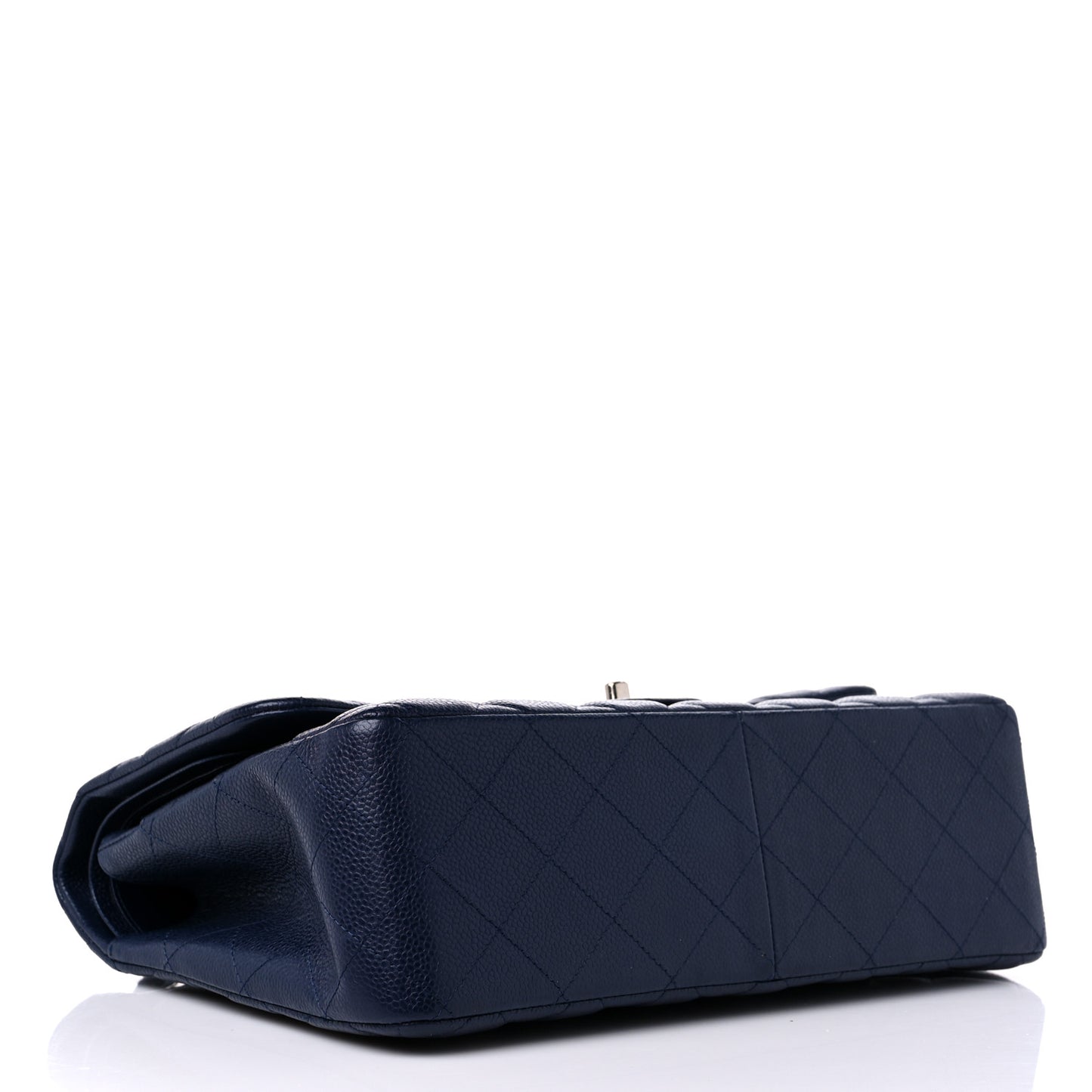 Caviar Quilted Jumbo Double Flap Navy Blue