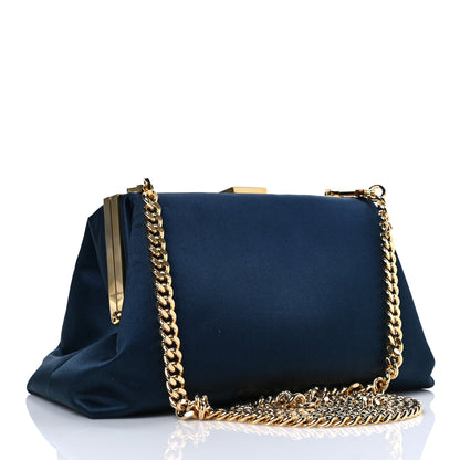 Mansur Gavriel Satin Mini Volume Chain Clutch Navy 3 of 7