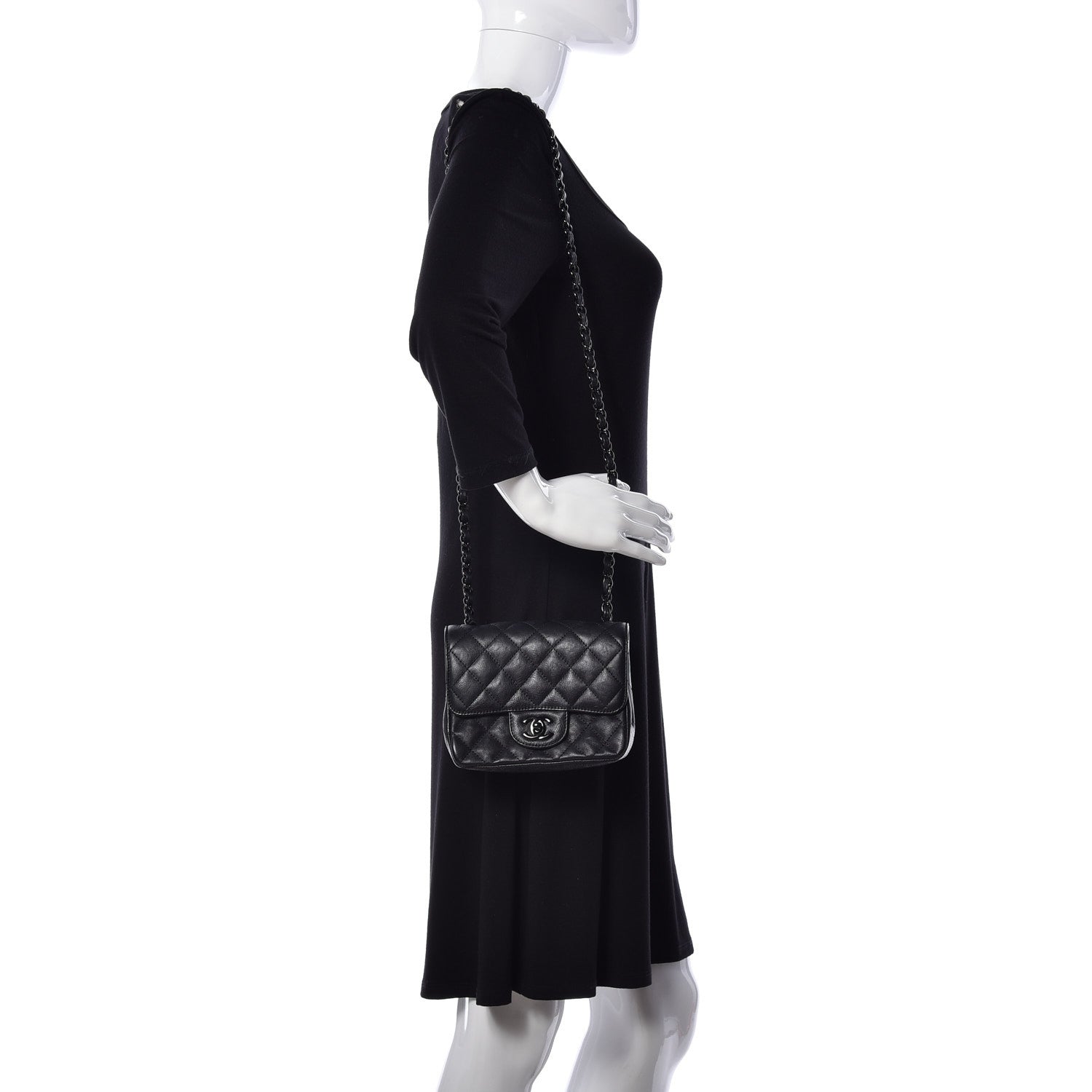 Chanel Crumpled Calfskin Quilted Mini Square Flap So Black 3 of 9