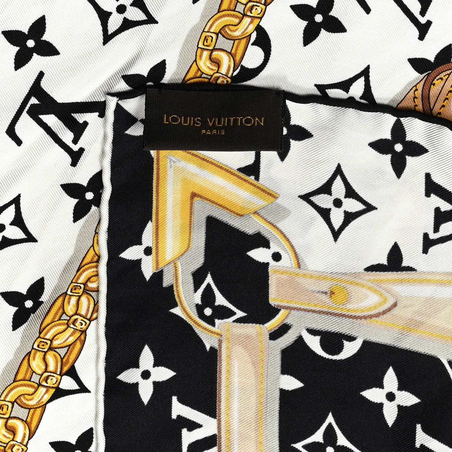 Louis Vuitton Silk Monogram Confidential Square Scarf Black 7 of 8