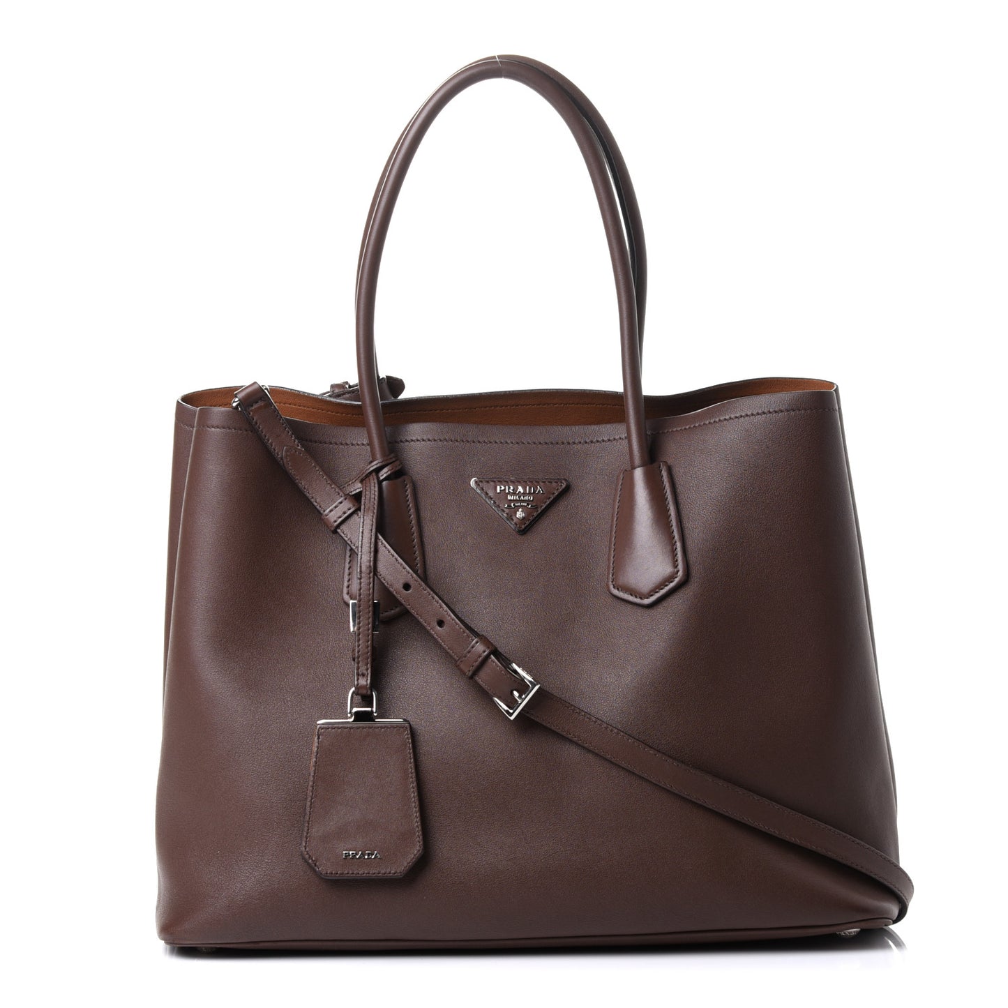 Saffiano Cuir Small Double Bag Cacao