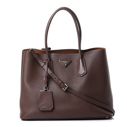 Prada Saffiano Cuir Small Double Bag Cacao 2 of 22