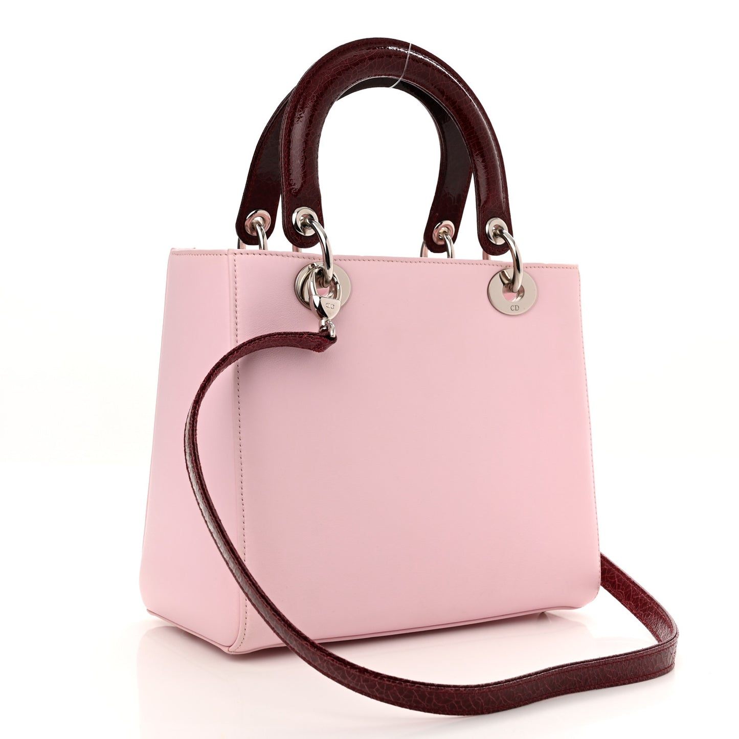 Calfskin Patent Embroidered Valentines Day Heart Medium Lady Dior Pink Multicolor