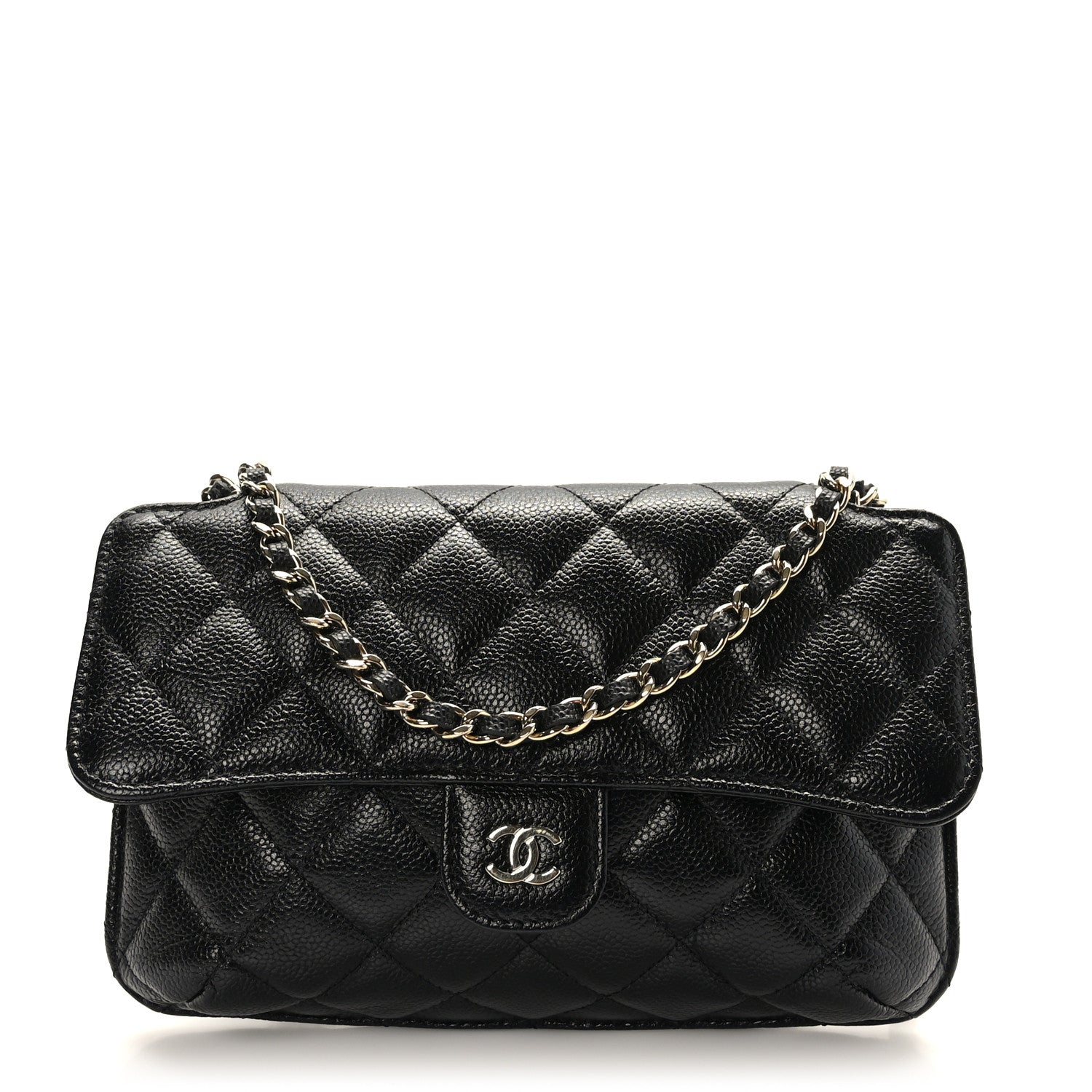 Chanel Caviar Fabric Foldable Tote Bag With Chain Black Multicolor 1 of 17