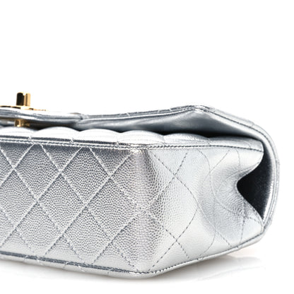 Chanel Metallic Caviar Quilted Top Handle East West Flap Silver 11 of 12