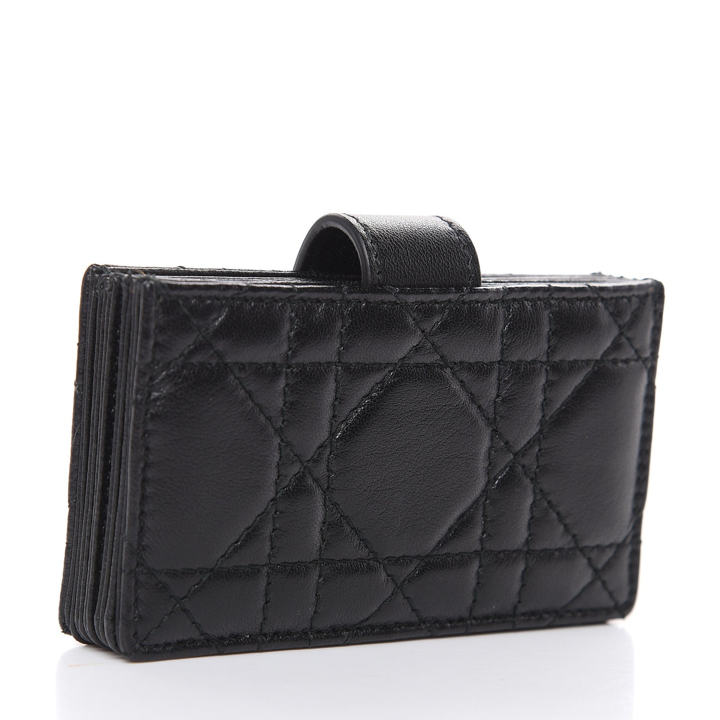 Lambskin Cannage Lucky Badges Lady Dior 5-Gusset Card Holder Black