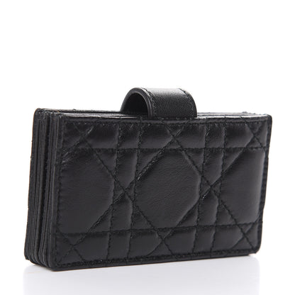 Christian Dior Lambskin Cannage Lucky Badges Lady Dior 5-Gusset Card Holder Black 3 of 8