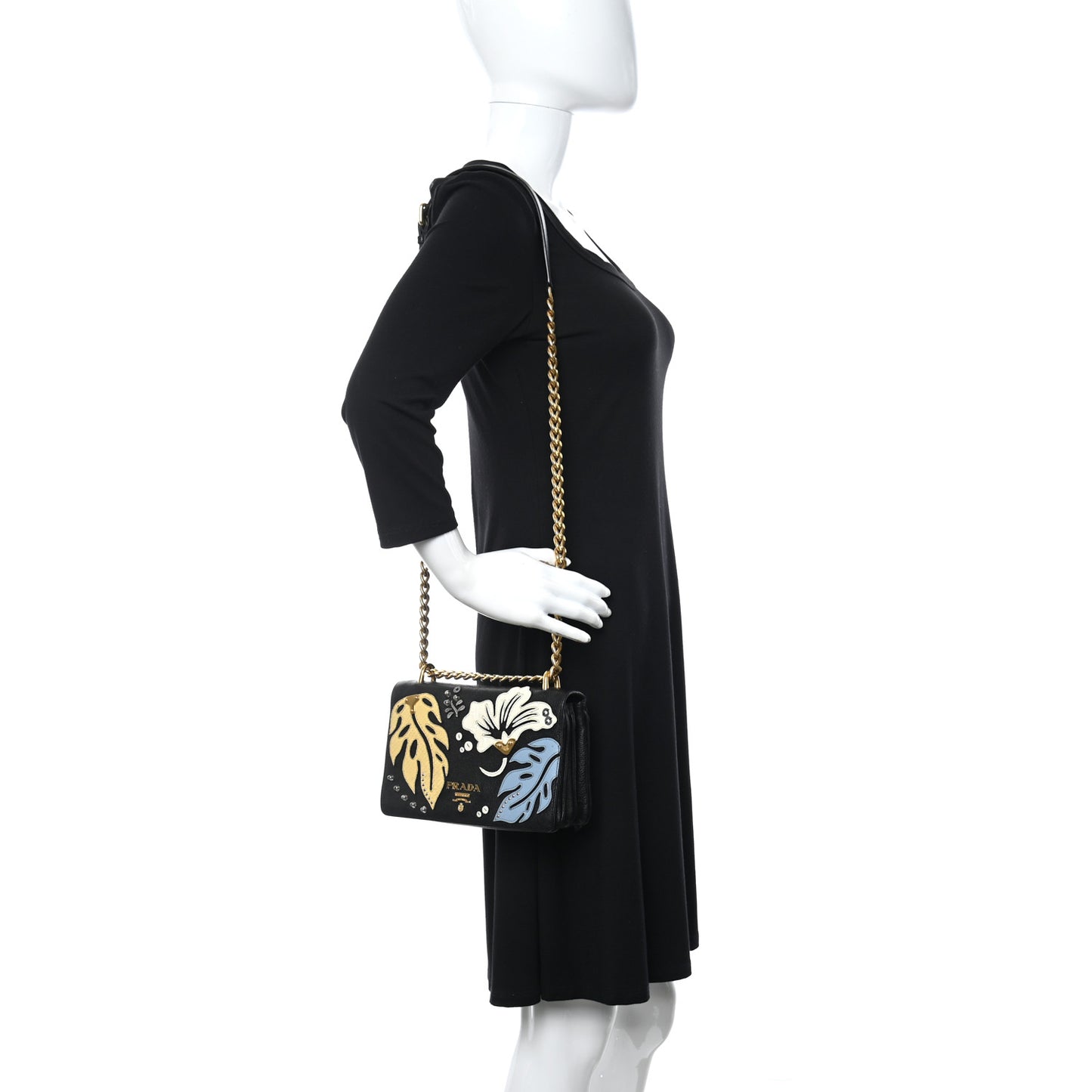 Vitello Daino Hawaii Crossbody Bag Black