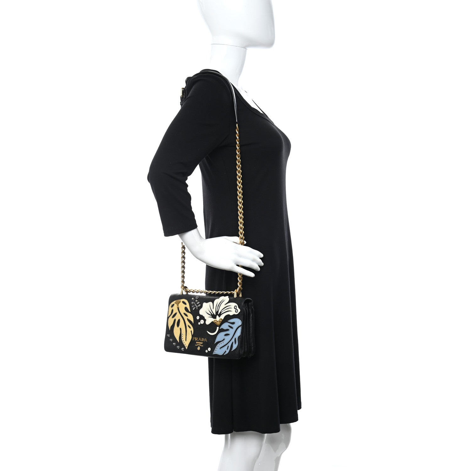 Prada Vitello Daino Hawaii Crossbody Bag Black 2 of 9