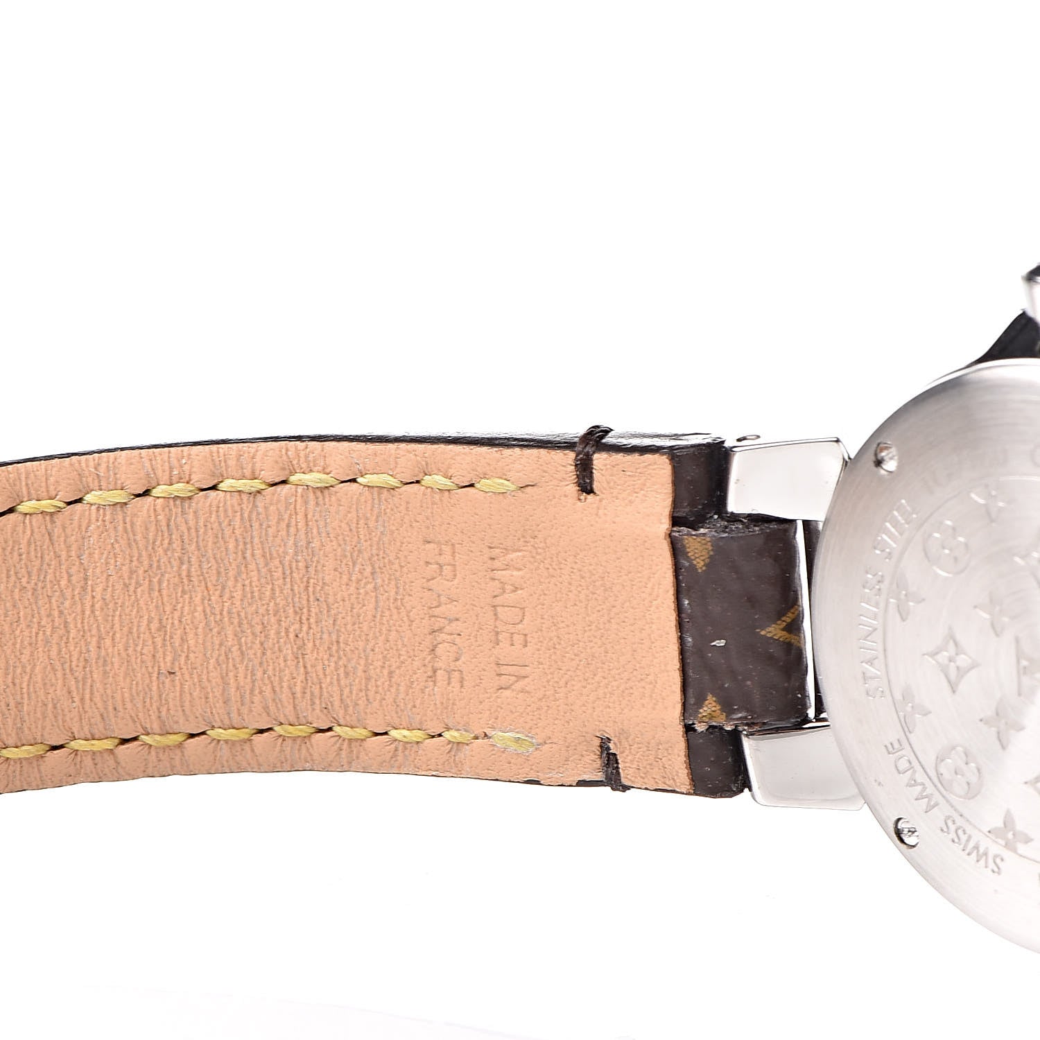Louis Vuitton Stainless Steel Monogram Diamond 28mm Tambour Slim Quartz Watch 6 of 10