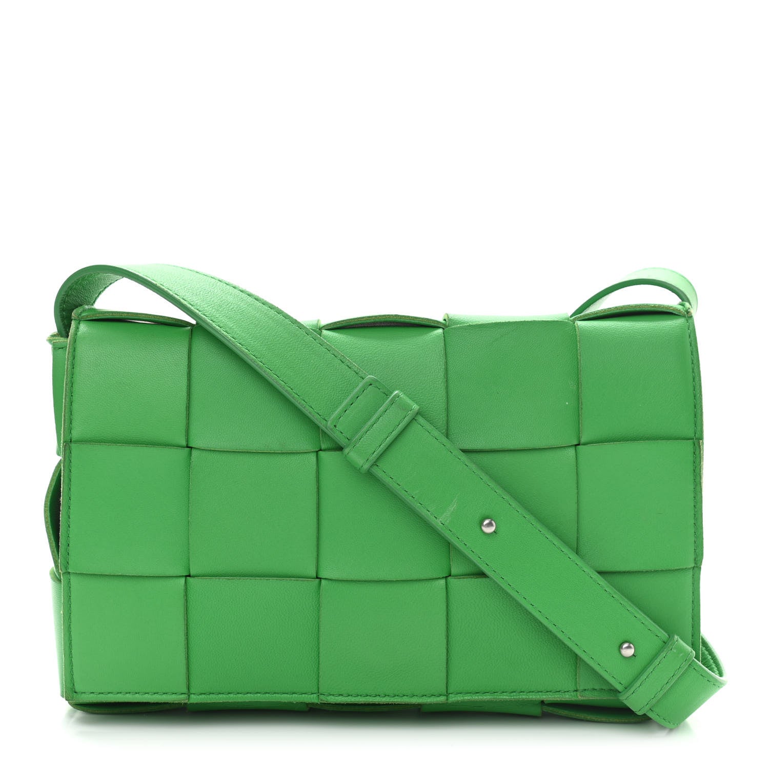 Bottega Veneta Lambskin Maxi Intrecciato Cassette Crossbody Bag Grass 1 of 12