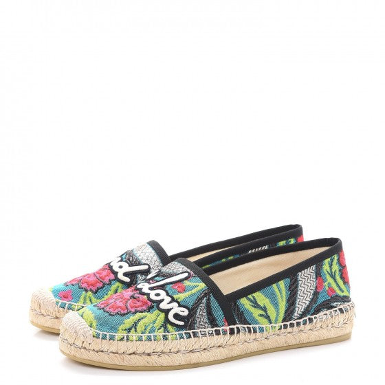 Tapestry Brocade Blind For Love Espadrilles 37 Acquamarine Green Black