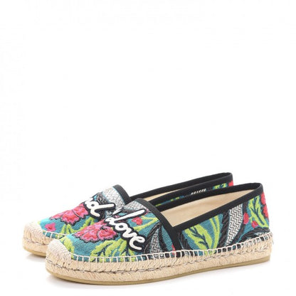 Gucci Tapestry Brocade Blind For Love Espadrilles 37 Acquamarine Green Black 3 of 10