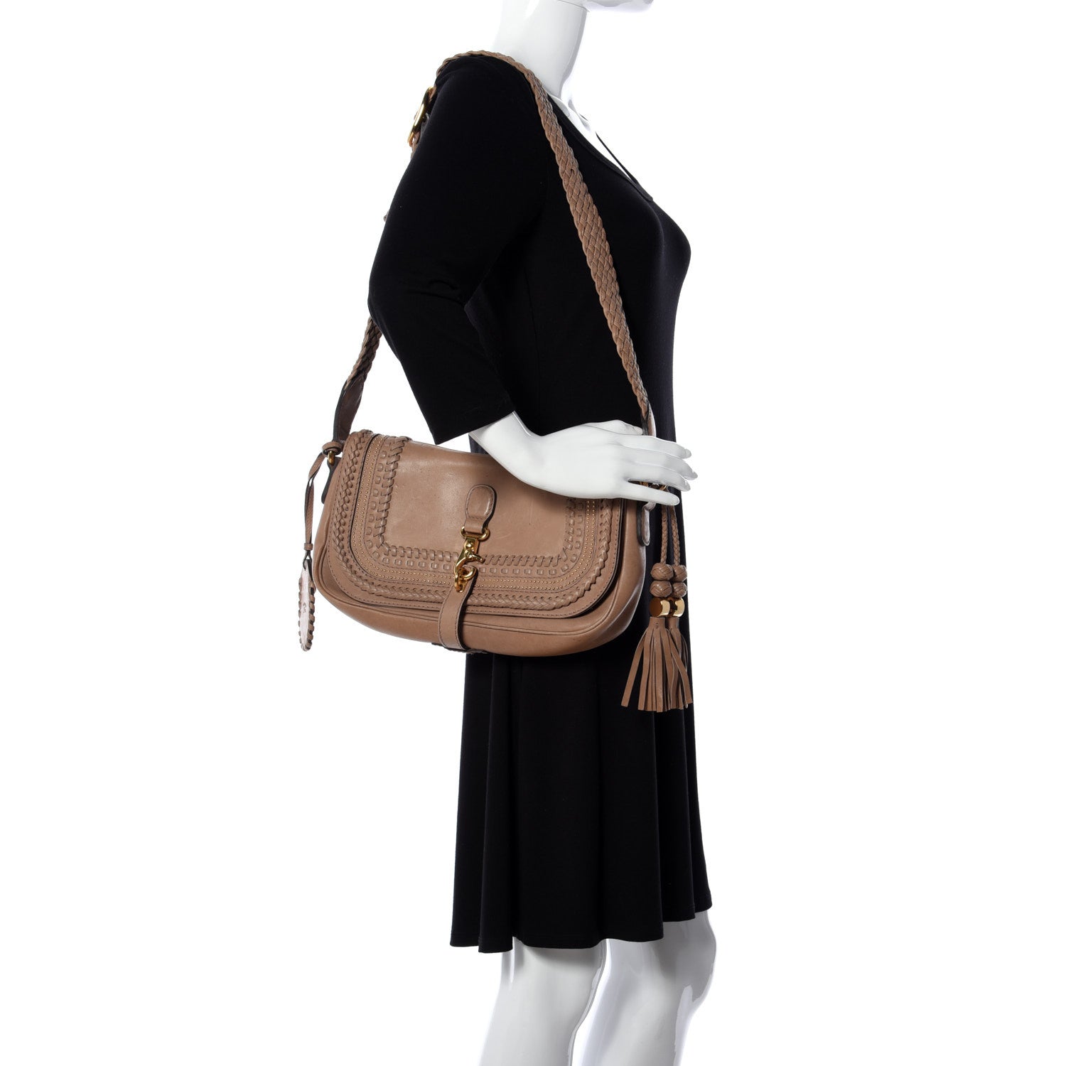 Gucci Calfskin Handmade Medium Flap Shoulder Bag Sahara Sand 2 of 9