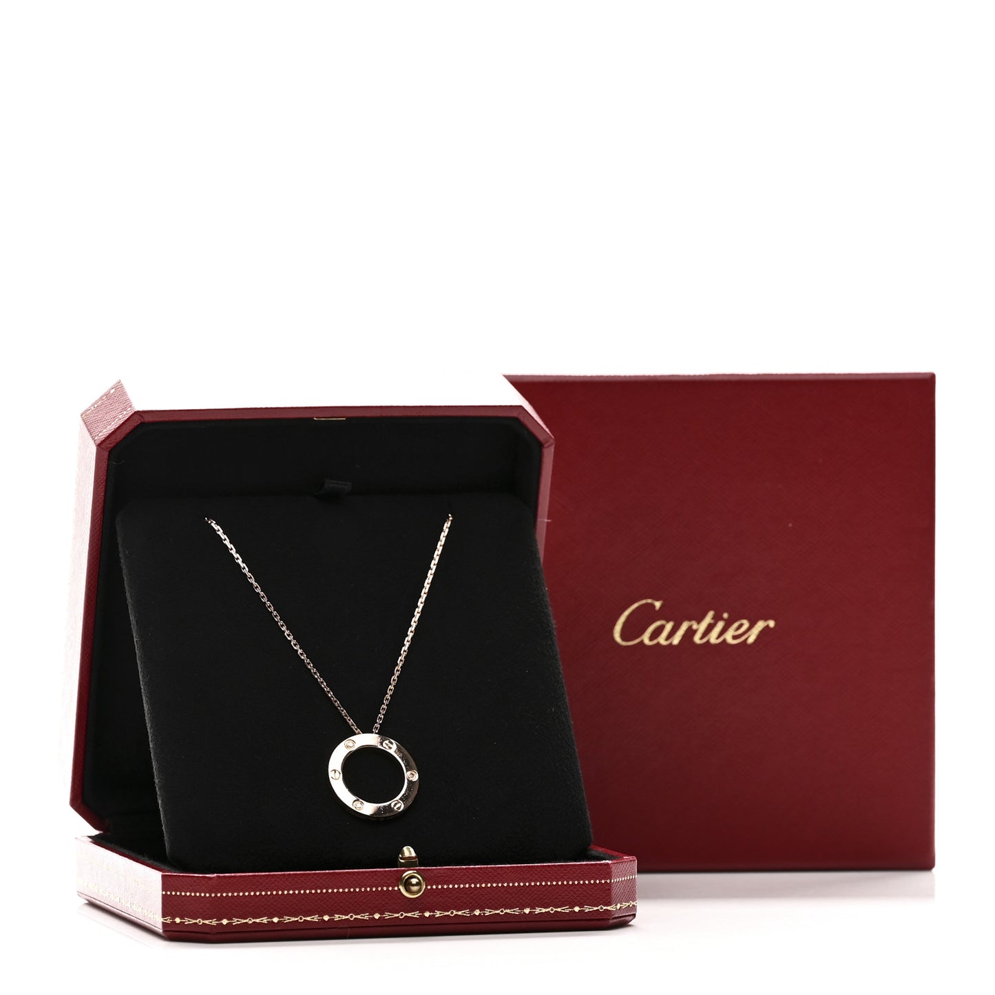 18K Pink Gold 3 Diamonds LOVE Pendant Necklace